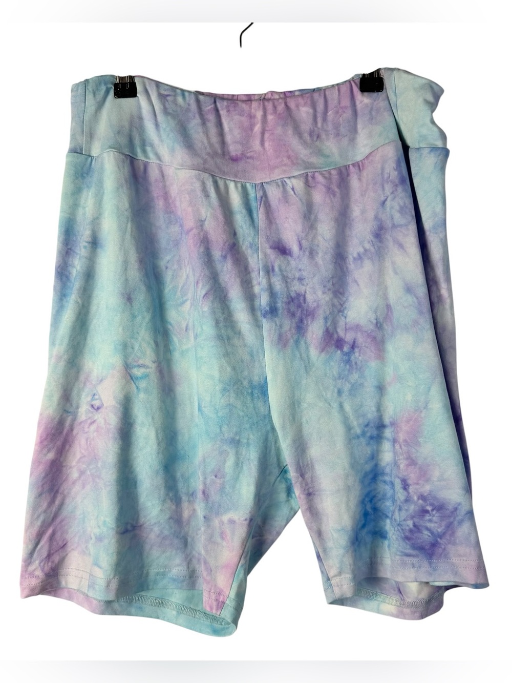 Boutique Blue & Purple Cotton Candy Tie Dye Bike Shorts L